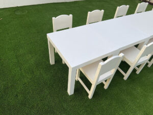 Kids Wooden Chairs with White Wooden Tables