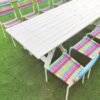 KIDS PALLET WHITE WOODEN TABLE WITH RAINBOW CHAIRS - Image 2