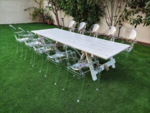 Ghost Kids Chairs with White Natural Wooden Tables